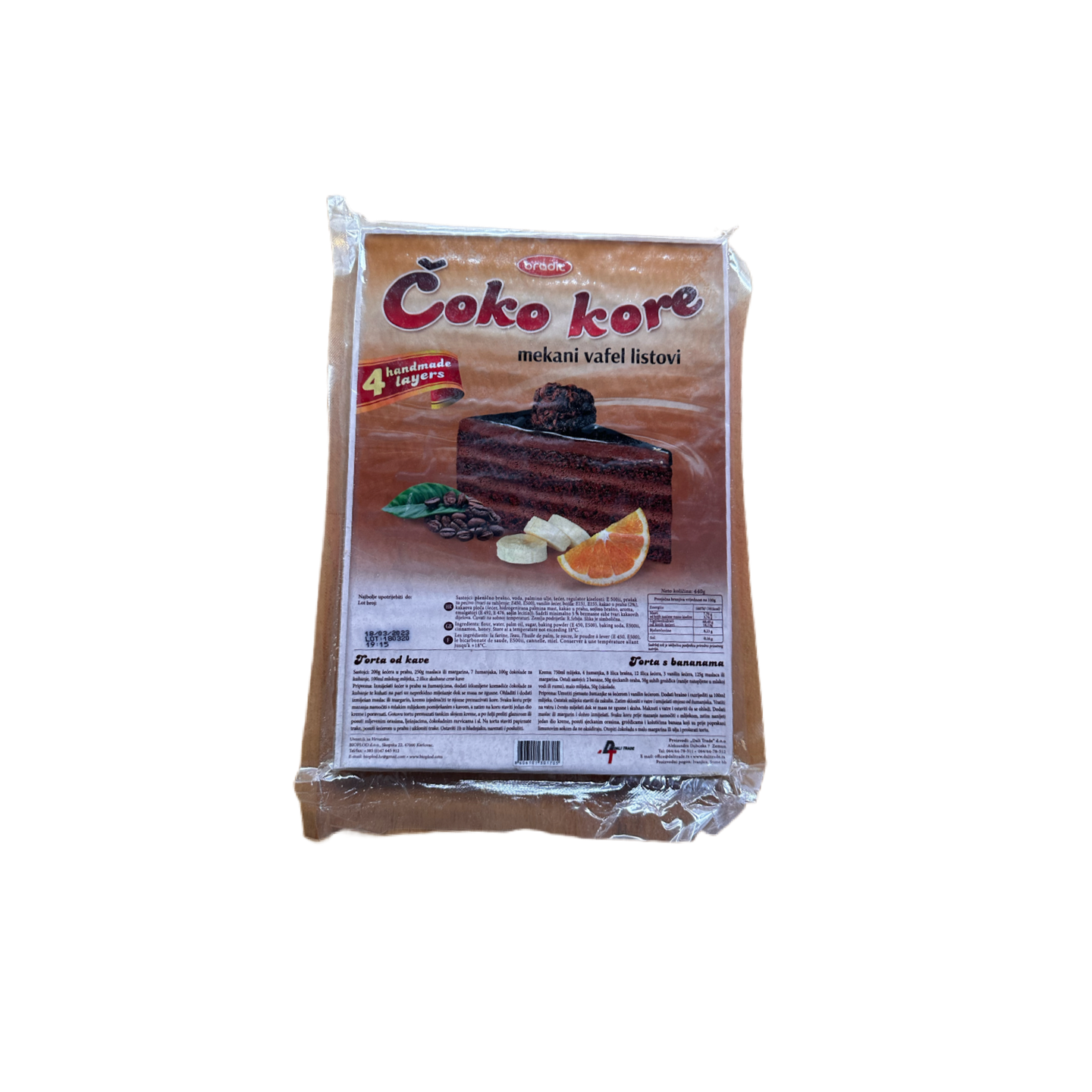 Čokoladna kora za tortu 440g